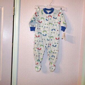 Vtg Carter's Fuzzy Blanket Sleeper Pajamas Size 18M Footed Fleece Moose NWT